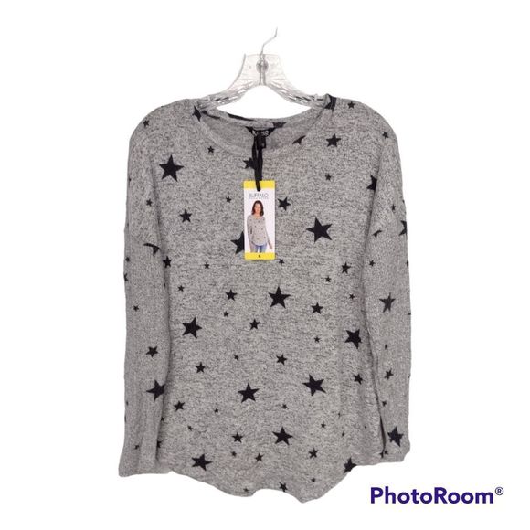 Buffalo David Bitton NEW Star Print Gray/Black Comfy Soft Knit Tunic Sz S - Picture 2 of 12